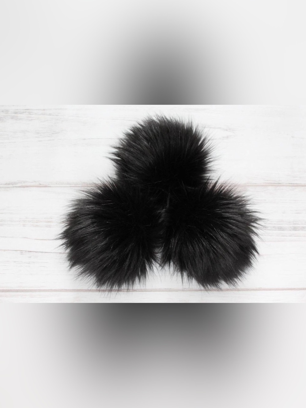 50 Black Faux Fur Pom Pom 25mm Mini Puff Craft Supplies DIY Scrapbook Charms NIP